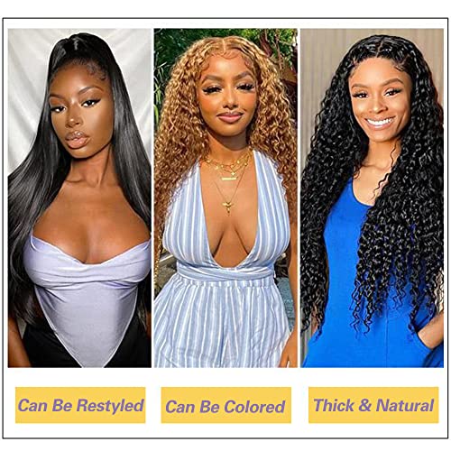 Deep Wave Bundles with Closure Human Hair (20 22 24+18) 10A Wet and Wavy Human Hair 3 Bundles with 4x4 Free Part Lace Closure 100% Unprocessed Human Hair Pre Plucke with Baby Hair Natural Color
