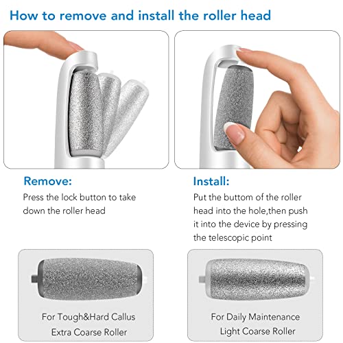 LINKEVAP Electric Callus Remover for Feet, Professional Pedicure Kit Foot Scrubber for Dry, Dead, Cracked, Hard Skin, at Home Feet Spa Care Kit for Men & Women (Cold White)