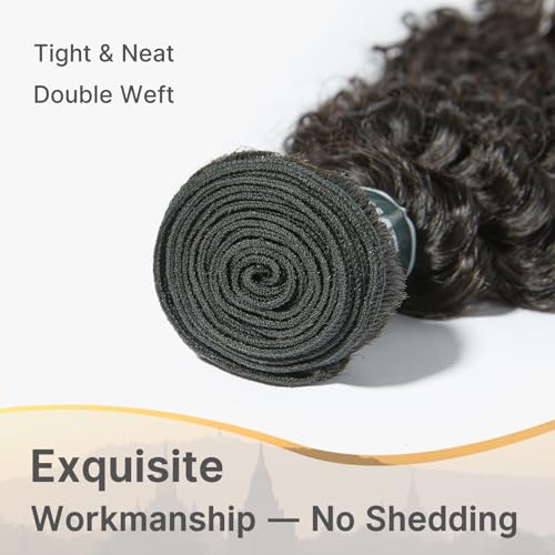 ASHINE Hair Bundles Unprocessed Burmese Raw Human Hair, 50% Less Shedding and Tangling Than Regular, 3 Bundles Deep Curly 14 16 18 Inch Natural Black