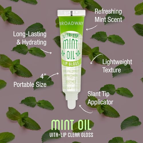 Ruby Kisses Broadway Vita-Lip Clear Lip Gloss (5 Pack Mint, Rosehip, Coconut, Argan Oil, Mango Butter), Ultra-Hydrating & Soothing Formula with Vitamin Oils, High-Shine Non-Sticky Finish Lip Balm