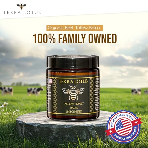 Organic Grass-Fed Beef Tallow Balm with Raw Honey - Moisturizing Cream for Soft, Smooth Skin - Handmade All-Natural Moisturizer (4oz, Unscented)