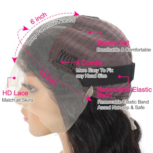 Worldnewhair 13X6 Lace Front Wigs Body Wave Human Hair 26 Inch - 200% Density Glueless Wigs Human Hair 13x6 Lace Frontal Wigs For Black Women