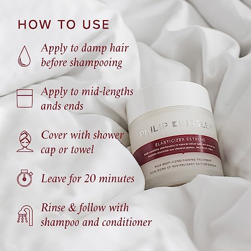 PHILIP KINGSLEY - Elasticizer | Deep Conditioner | Repair Hair Mask Treatment for All Hair Types | Pre-Shampoo Deep Conditioning Mask | Hydrates, Adds Shine, Reduces Breakage | 33.8oz Refill Pouch