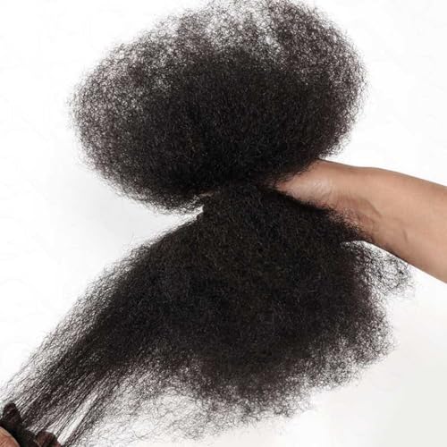 QVR Afro Kinkys Bulk Human Hair for Dreadlock Extensions Repair Locs 150 Gram, Natural Black 18inches Mini Spring Twist Braiding Afro Kinky Human Hair for LocKs