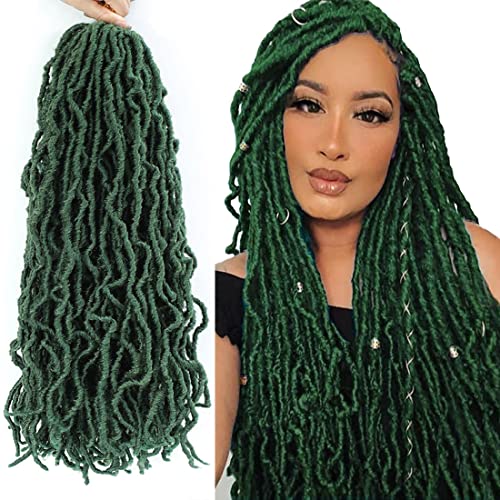 Faux Locs Crochet Hair 24Inch Soft Locs Crochet Hair 6Packs Pre Looped Green Color for Women(24 Inch, 6 Pack, Green) ¡¦