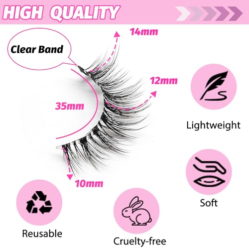 Veleasha Lashes Wispy False Eyelashes 100% Handmade Eyelashes Natural Look Fake Lashes Lightweight Lashes with Soft Clear Band 5 Pairs Pack (G2)