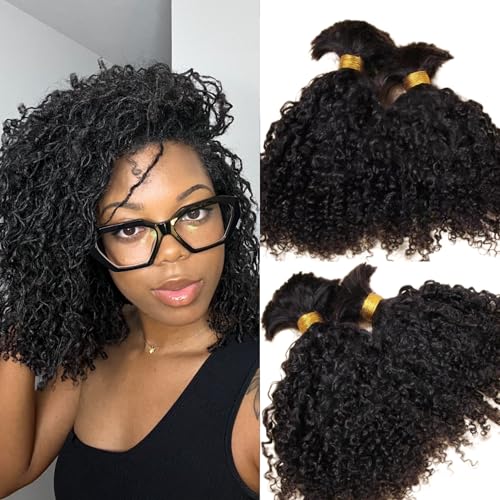 Afro Kinky Bulk Human Braiding Hair 100% Unprocessed Brazilian Virgin Human Hair Extensions Micro Kinky Curly Braids Hair Braids Double Drown Full End Bulk Hair 18 Inch 300g