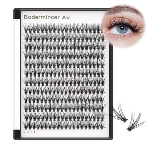 Bodermincer 7D/10D/20D/30D/40D/50D/60D/80D/100D Lash Cluster 240pcs D Curl Individual Cluster Eyelashes Fluffy false Eyelashes Extension Lash Cluster DIY at Home (30D-14mm)