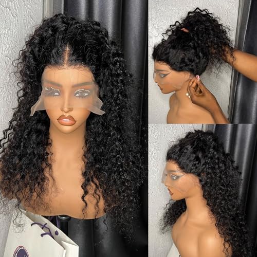 30 Inch 360 Lace Front Wigs Human Hair Pre Plucked Deep Wave 360 Full Lace Human Hair Wigs for Black Women Hd Lace Wig with Baby Hair Around Natural Color