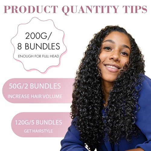 Crochet Human Hair for Black Women 120g 100 Strands 18 Inch Curly Human Hair Crochet Bundles Lightweight Pre-Separated Feather Crochet Hair Wet and Wavy Invisible Crochet Hair Extensions Kit 1B#