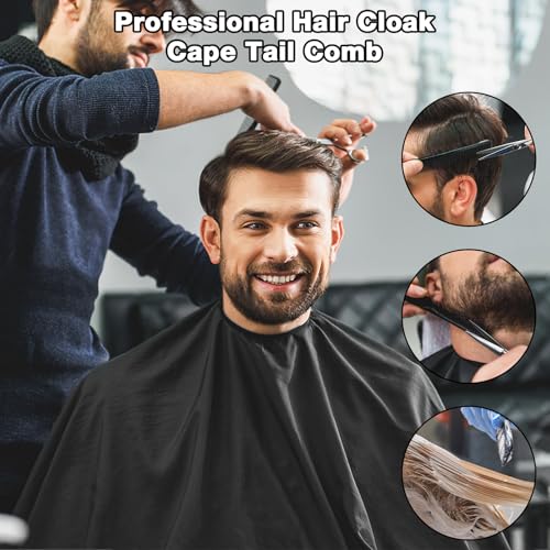 NICEMOVIC Hair Cutting Cape with Hair Combs, Barber Cape Haircut Cape, Professional Barber Accessories Haircut Salon Supplies for Men Women (Black)