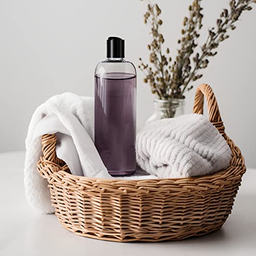 Nuenen 24 Pieces Plastic Empty Bottles Clear Squeeze Travel Containers with Black Disc Cap Refillable Shampoo Travel Bottles for Toiletries Lotion Container for Body Soap Cream(16 oz)