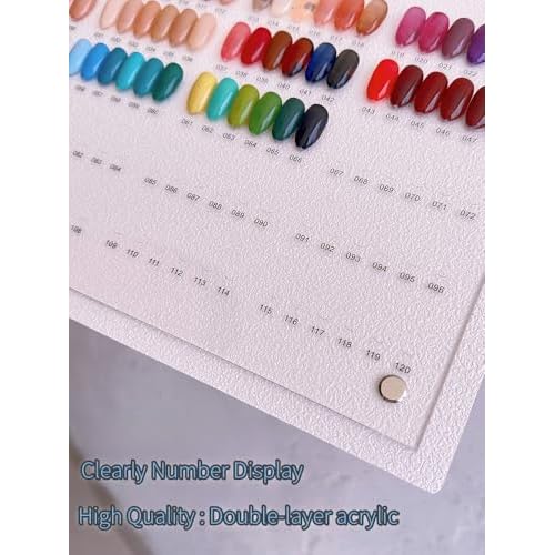 Acycoin2A 240 Nail Color Display Board Nail Art Sample Chart Acrylic Gel Polish Rack Colors Showing Shelf with False Nail Tips and Number Sticker