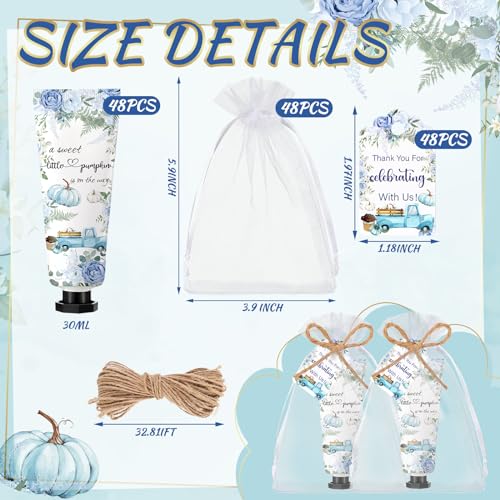 48 Sets Thanksgiving Fall Hand Cream Bulk a Little Pumpkin Baby Shower Hand Cream Gifts Baby Shower Party Favors for Guests Travel Size Lotion for Autumn Party Supplies(Blue Pumpkin)