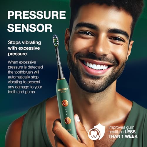 Wagner Stern WT8900 Series Electric Toothbrush ? Whitening & Pressure Sensor, 5 Modes, 3 Intensities, 8 Soft Brush Heads, Rechargeable, Travel Case Included