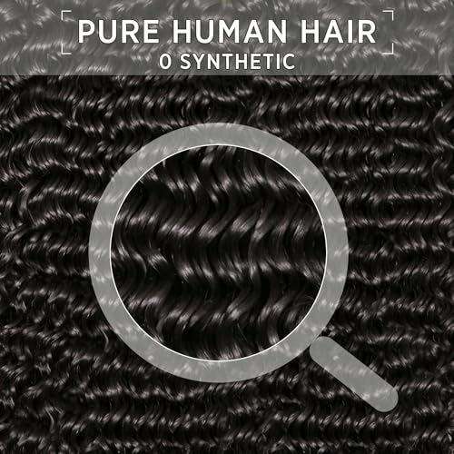 Deep Wave Bundles, Curly Bundles Human Hair, 20 20 20 Inch, Wet and Wavy, Natural Black, Soft, 285g-300g, Brazilian Hair