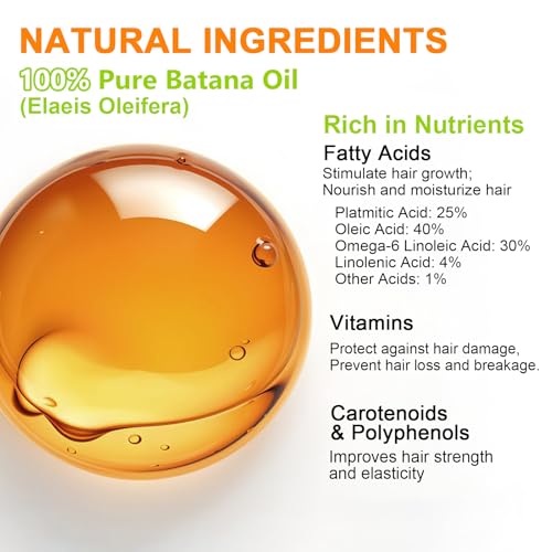 Dr Sebi Raw Batana Oil, 100% Natural Organic Hair Growth Oil for Men & Women, Sourced from Honduras, Pure, Unrefined, Enhances Thickness, Prevent Hair Loss 4 Oz
