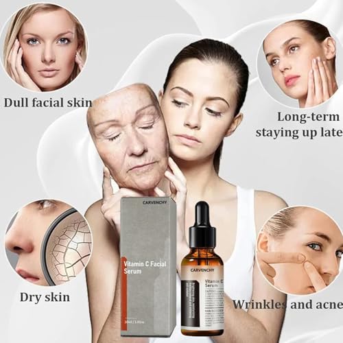 2PC CARVENCHY Vitamin C Facial Serum Essence, Hydration, Skin Moisturized, Vitamin C Serum, Anti Aging & Wrinkle Facial Serum(30ml)