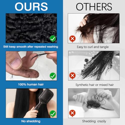 Burmese Curly Human Hair Bundles 100% Unprocessed Wet and Wavy 4 Bundles with Spiral End (16 18 20 22 Inch)14A Virgin Curly Hair Bundle Quick Weave Hair Extensions Real Human Hair Natural Black