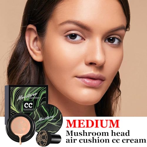 CAHIUYOA Mushroom Head Air Cushion CC Cream BB Cream Mushroom Head Foundation Full Coverage Foundation Makeup Long Lasting Moisturize Matte Concealer - 03 Medium