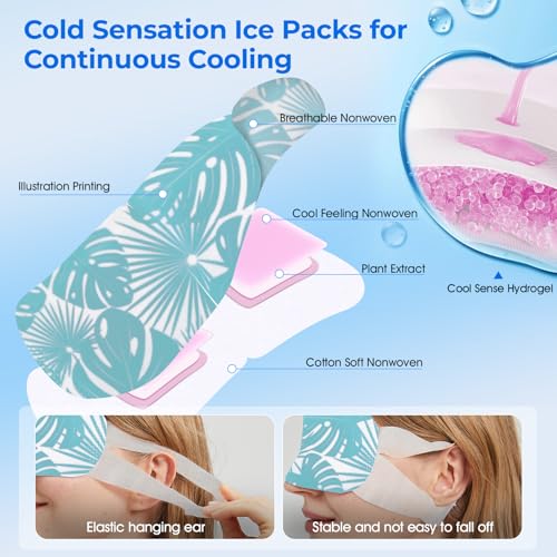 Hydrogel Self Cooling Eye Mask,Cold Eye Mask for Puffy & Burning Eyes,Cold Compress for Fast Relief with Fatigue and Headaches, Individually Wrapped Cool Care Travel Essentials,16 Packs