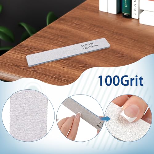 3PCS Professional Reusable Double-Sided 100/180 Grit Blue Nail File
