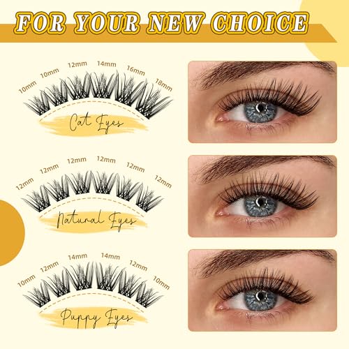 Eyelash Clusters 10-18mm Wispy Lash Clusters D Curl DIY Cluster Lash Extension Kit Individual Lashes Kit With Bond & Seal, Glue Remover, Tweezers(LF01 Lashes Set)