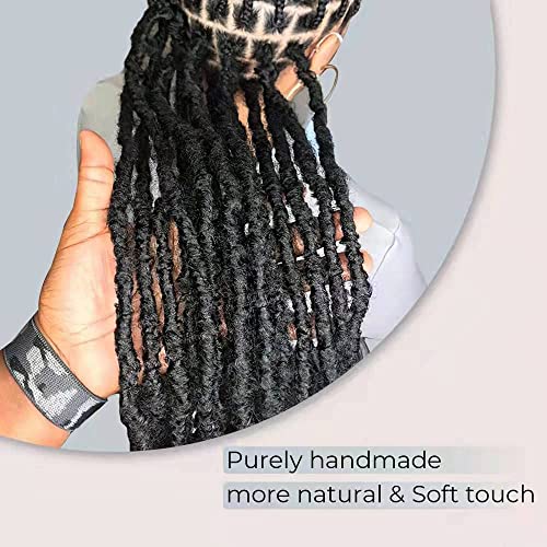 Niseyo Wild Goddess Locs 18 Inch Distressed New Faux Locs with Curly Ends 8 Packs Long Soft Pre-looped Crochet Hair (2#, Off Black)