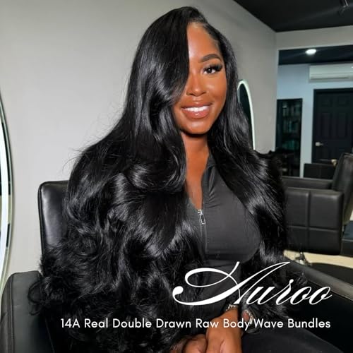 14A Raw Human Hair 3 Bundles Body Wave (18 20 22 Inch), 14A 100% Thick Soft Double Drawn Raw Indian Human Hair Bundles Long Lifespan No Tangle Premium Full-Bodied Quick Weaves #Natural Black