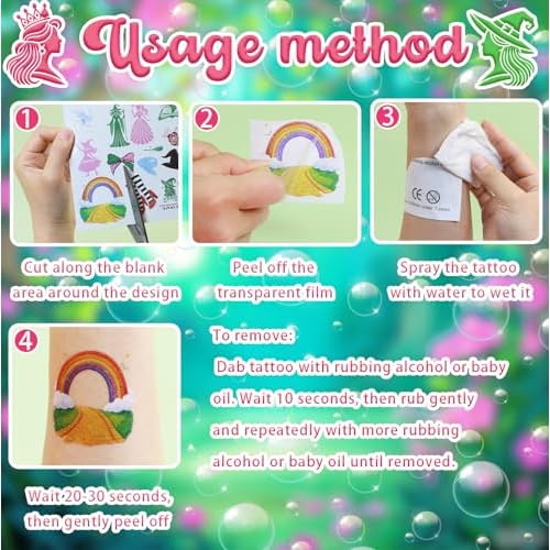 Witch Merch Temporary Tattoos - 73Pcs Tattoos Stickers for Witch Birthday Party Decorations, Wizard Gifts Party favors & Musical DIY Activity Supplies (Glitter)
