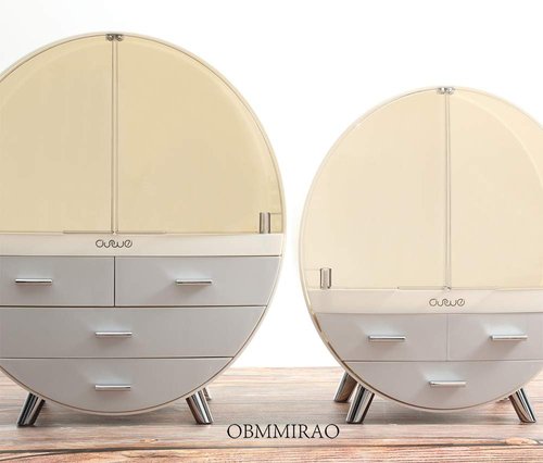 OBMMIRAO Elegant Dustproof Makeup Storage Organizer Box, Waterproof Medium Cosmetics Organizer Storage with Drawers Skincare Cosmetic Display Cases for Countertop Bathroom Dresser Dedroom
