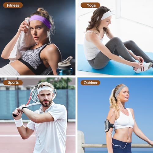 Headbands for Women, 8 PCS Elastic Head Bands for Women's Hair, Premium Workout Headbands for Women Non Slip, Fashion Stretchy Soft Cotton Cloth Fabric Sports Sweat Band for Yoga Running