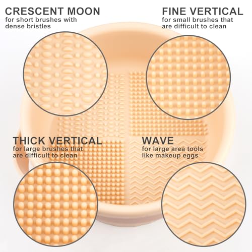 Makeup Brush Cleaner Mat 3 in 1 Silicone Makeup Brush Cleaner Bowl Cosmetic Brushes Cleaning Tool Makeup Cleaner for Brushes (Pink) (Pink)