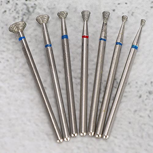 Nail Art Manicure Drill Bits Set, 7Pcs Nail Grinding Head Drill Bits, Electric Manicure Grinding Head Tool, Manicure Polishing Drill Machine Bits for Acrylic Gel Nails Cuticle Manicure Pedicure(NO.03)