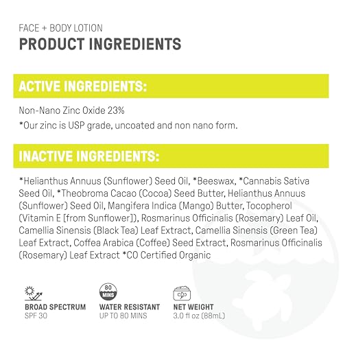 Raw Elements Face and Body Mineral Sunscreen SPF 30 Tube, Organic Sunblock Daily Protection, Non Toxic Reef Safe, Water Resistant, Cruelty Free, 3 oz (Pack of 2)