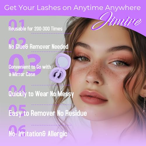 Cat Eye Magnetic Eyelashes Natural Look Wispy Magentic Lashes Reusable Magnetic Eyelashes with Applicator No Glue Needed Press on Magnetic Lashes by JIMIRE Quick to Wear by JIMIRE