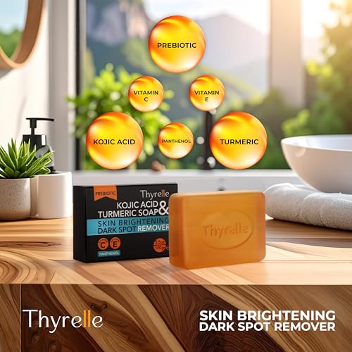 Kojic Acid and Turmeric Soap (3.5 oz) I Kojic Acid Soap for Body and Face I Turmeric soap bar with Panthenol, Vitamin C, Vitamin E and Prebiotics