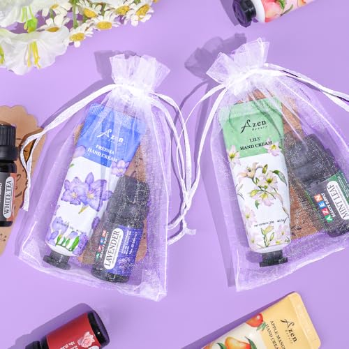 AZEN 30 Sets Bulk Gifts, Hand Cream and Essential Oils Bulk Set with Organza Bag Thank You Card, Baby Shower Wedding Gifts for Guests, Bridal Wedding Favors for Guests,Thank You Gifts for Women