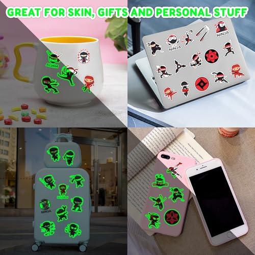 96 PCS Ninja Pre-Cut Luminous Temporary Tattoos for Kids Birthday Themed Party Supplies Decorations Favors 8 Sheets Decor Super Cute Cartoon Stickers Tattoo School Rewards & Gifts for Boys & Girls