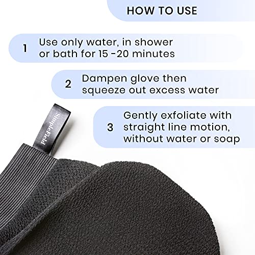 Korean Exfoliating Mitt for Remove Dead Skin. 2 Pack 100% Viscose Kessa Deep Exfoliating Gloves for Body Scrub, Keratosis Pilaris and Self Tanning Removal. Easily Smooth Skin Surface.