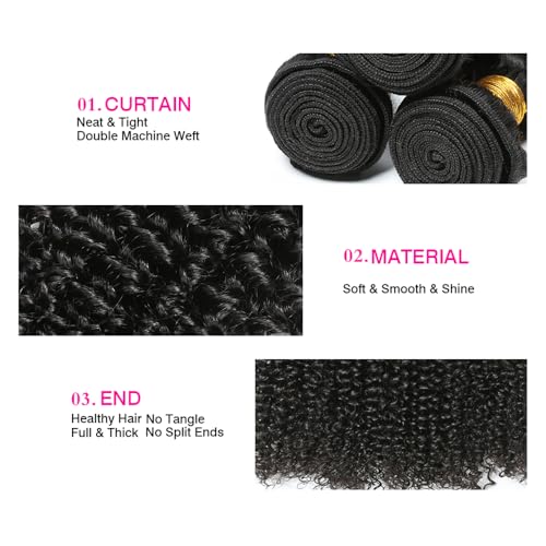 30 32 34 inch Kinky Curly Bundles Wet and Wavy Bundles Curly Human Hair Bundle Natural Black Color 300g