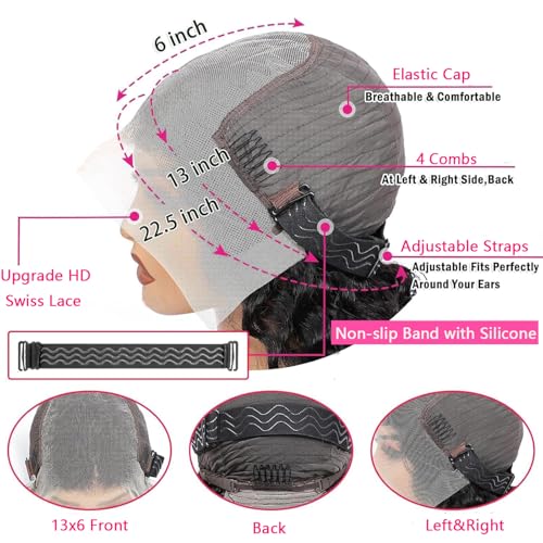 30 Inch Deep Wave Lace Front Wigs Human Hair Pre Plucked 13x6 HD Lace Front Curly Wigs Human Hair 200% Density Glueless Frontal Wigs Curly Wig for Women Natural Black