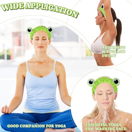 Jowmoy Green Frog Eye Elastic Headband - Versatile for Spa, Skincare, Makeup, Face Wash, Fun Gift for Women (1 Pack)