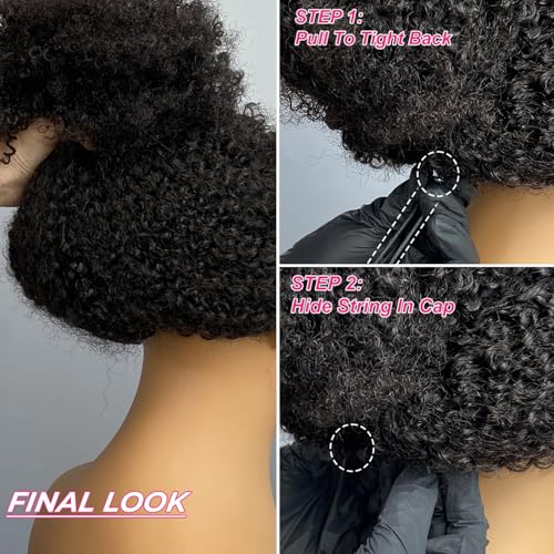 V SHOW Hair V Part Wig Human Hair Kinky Curly Upgrade U Part With Adjustable Drawstring 180% Density V Shape Clip In Half Wig For Women Natural Color 20 Inch
