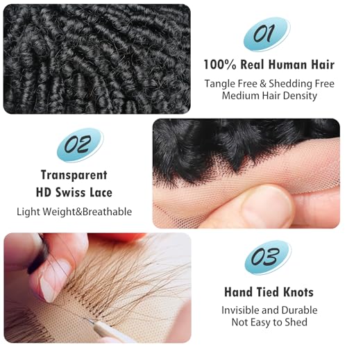 Mens Wig Frizzy Coiled Toupee For Black Man Barrel Twist Wave Mans Afro Human Hair 6¡¯¡¯Braided Dread Wig Men Hair Patch 1# Jet Black Afro Kinky Curly Hd Lace Male Unit Fancyhair Piece 8x10