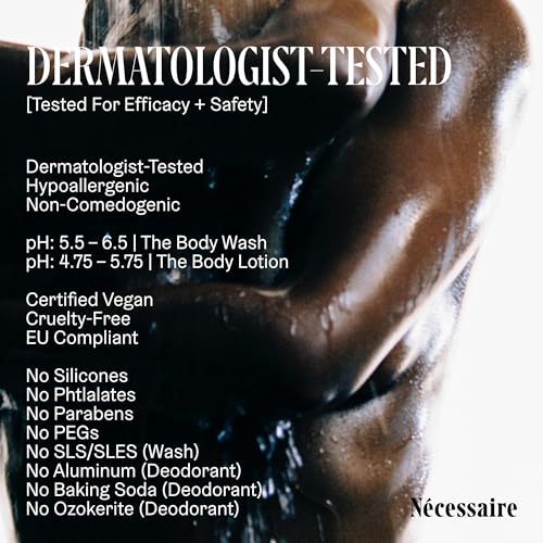 N?cessaire Body Essentials - Skin Care Gift Set For Women + Men - Travel-Size Body Wash, Body Lotion + Deodorant | Dermatologist-Tested. Hypoallergenic | Vegan | Aluminum-Free Deodorant (Santal)