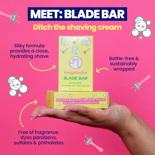 Megababe Blade Bar | Stocking Stuffer Holiday Gift | Shaving Bar Enriched with Shea Butter | Hydrating for All Skin Types | 4.4 oz