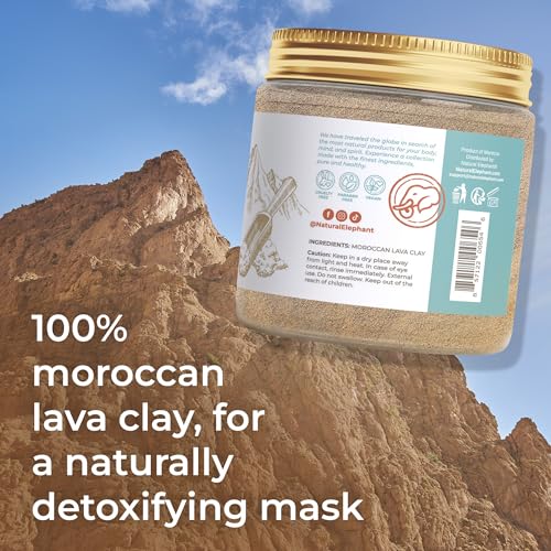 Natural Elephant Ghassoul (Rhassoul) Moroccan Lava Clay Powder | 100% Pure & Natural Face & Body Mask Powder | 200g Jar Pack of 2 7oz Jars