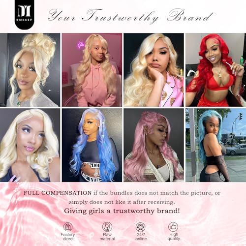 DMKEEP 613 Bundles Human Hair 20 Inch - 12A Blonde Body Wave Bundles 100% Unprocessed Brazilian Virgin Hair Single Bundle 100g Quick Weave Real Human Hair Extensions