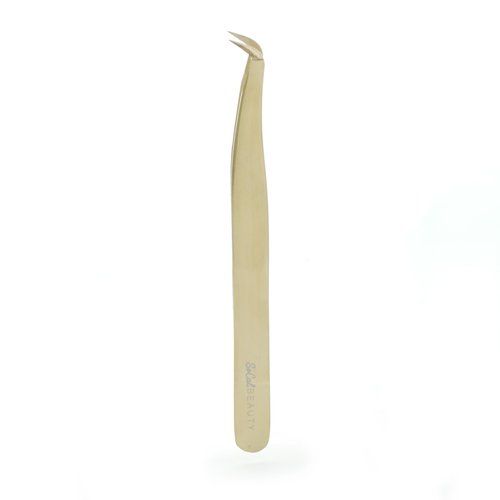 GEM Volume Boot Lash Tweezer by SoCal Beauty – Gold Precision Eyelash Tweezer for Eyelash Extensions with mm Measurement – Professional Tweezers for Eyelash Extension & Volume Fan